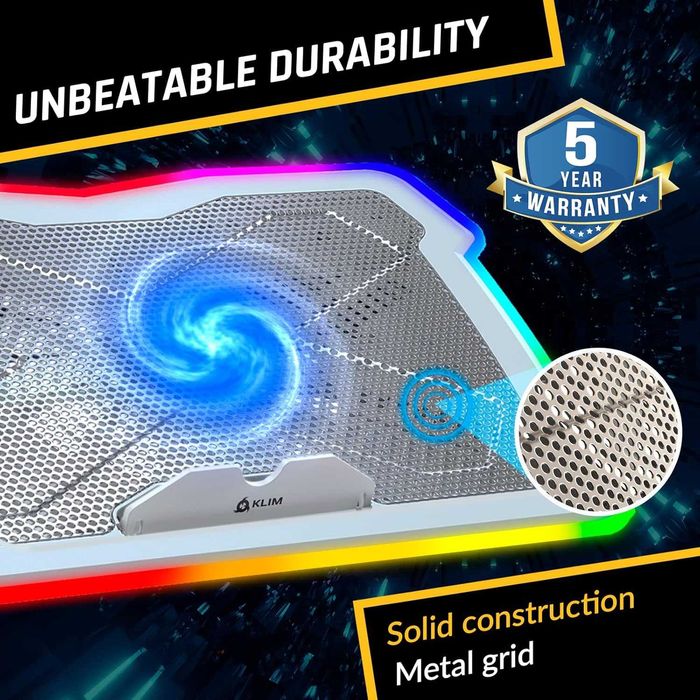 Cooler laptop Suport cu Ventilator RGB KLIM Ultimate 11-17 inch Alb