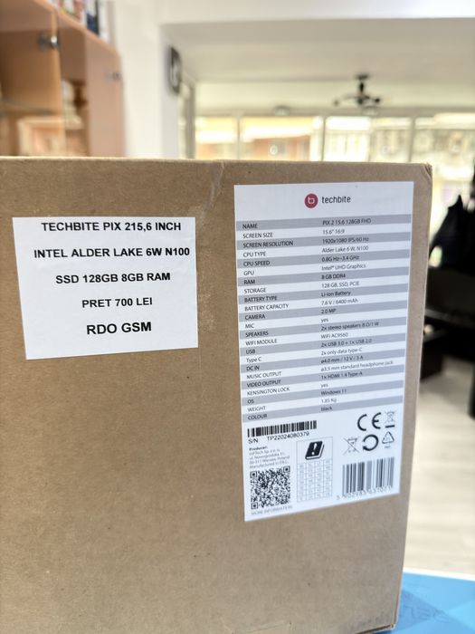 Laptop Techbite 128Gb SSD 8Gb Ram Nou