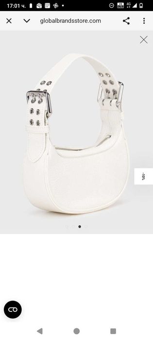 Бяла кожена чанта By Far Mini Soho