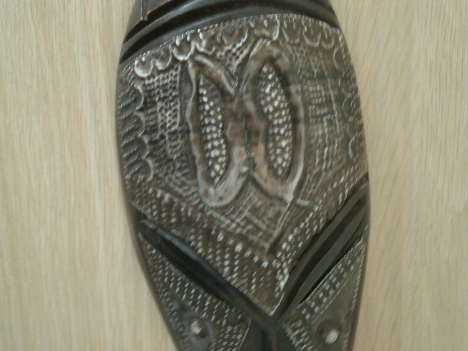 Африканска маска с медни инкрустации-средна-12