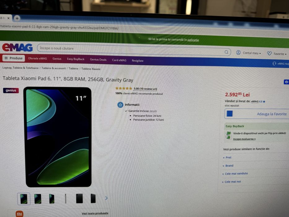 Tableta Xiaomi Pad 6, 11", 8GB RAM, 256GB, Gravity Gray