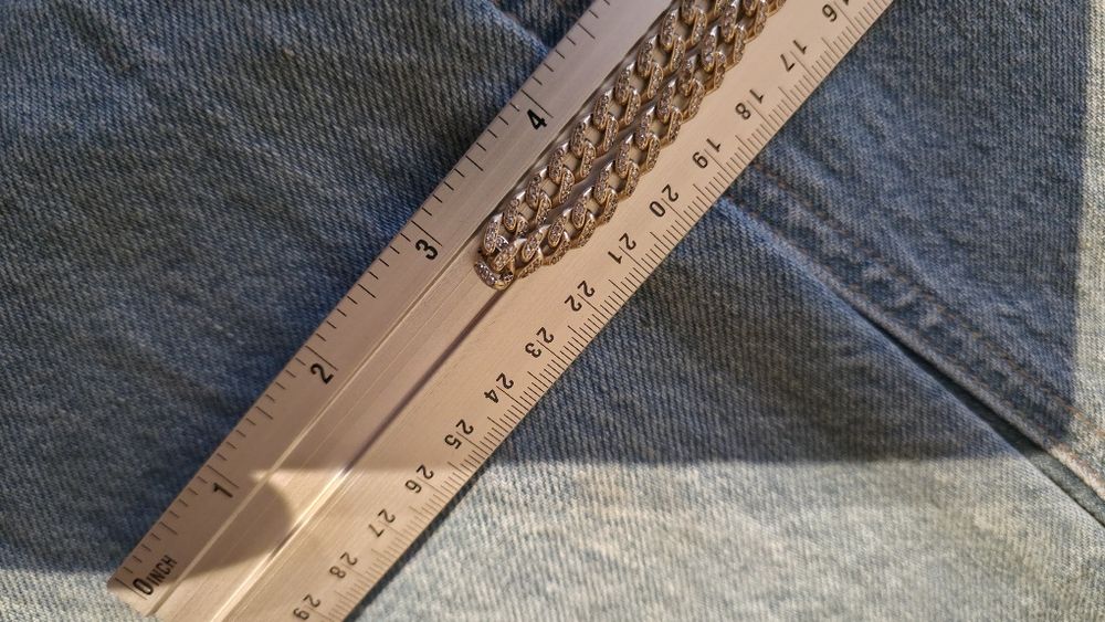 Lant Cuban din aur 14k cu strasuri