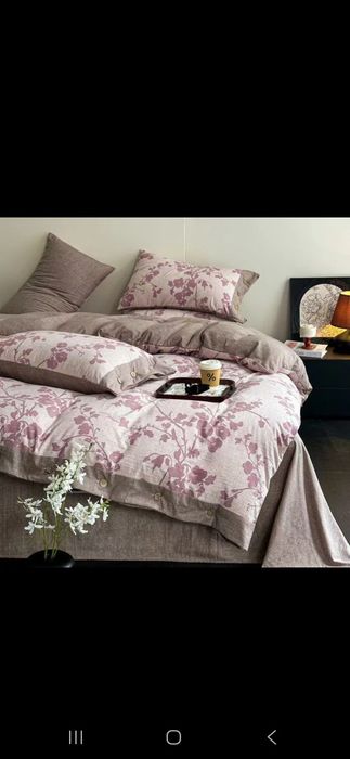 Льняное постельное белье с пуговками материал 100% лён .