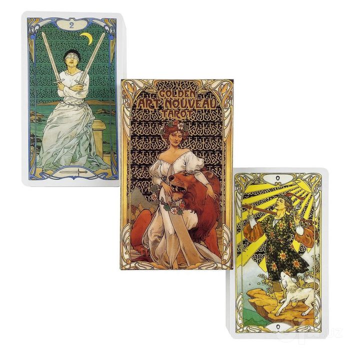 Золотое Таро Арт-Нуво (Golden Art Nouveau Tarot) в жестяном боксе 6*10