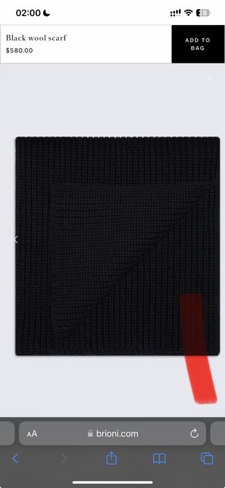 Brioni шарф 100% шерсть