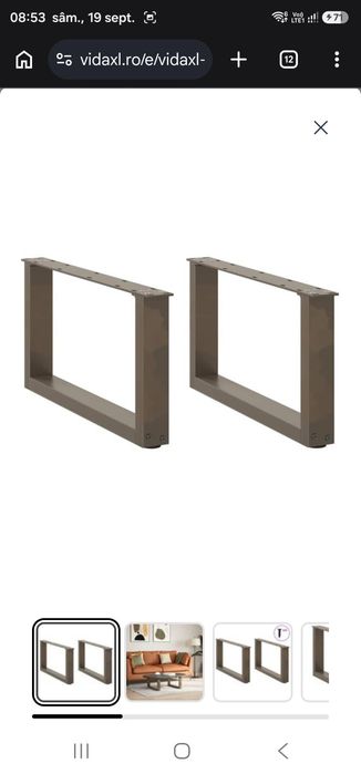 Picioare pentru măsuță de cafea în formă de U, 2 buc., oțel natural, 70x(30-31) cm