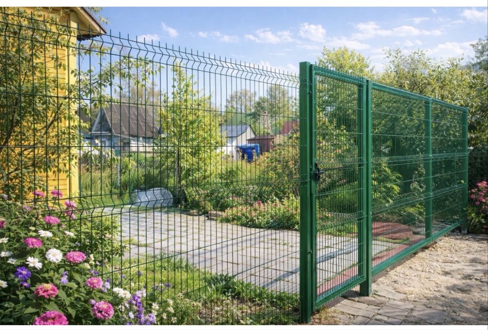 3д забор, зеленые сетки, евро сетки