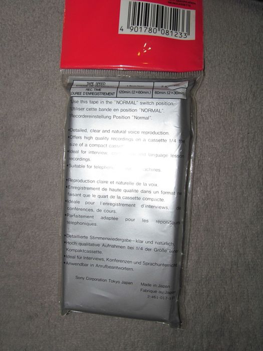 microcasete SONY de 60 min sigilate