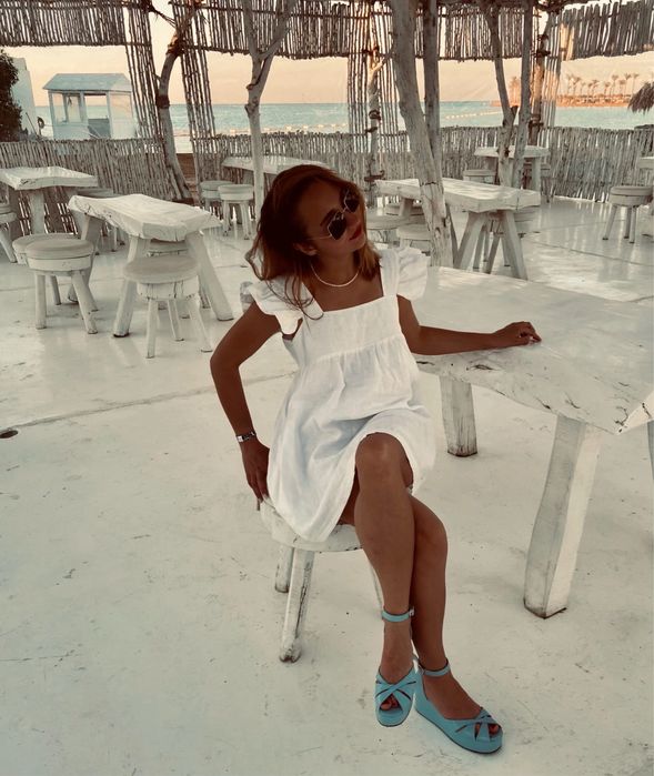 Сини сандали, еко кожа