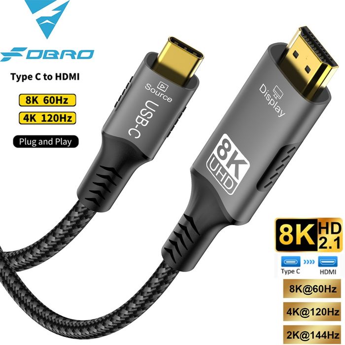 8K USB-C към HDMI 2.1 кабел