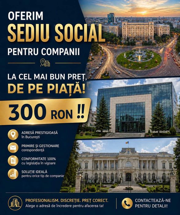 Sediu social 24H București | SRL | Locuri limitate