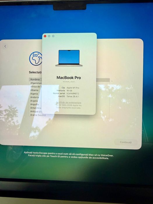 Vand MacBook Apple M1 Pro 2021