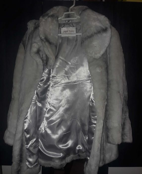 Blana naturala gri din coada de vulpe xxxl