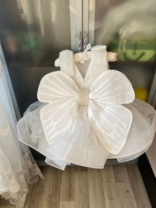 Рокли за мама и бебе, първи рожден ден, официална, бяла, туту рокля