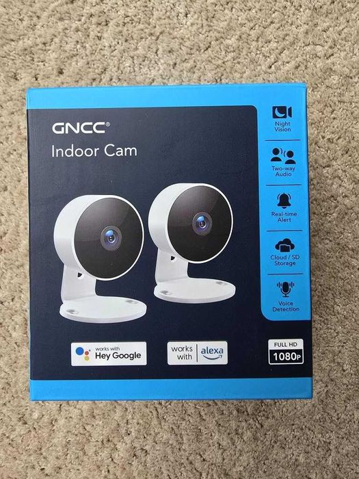 GNCC GC3 Комплект 2 броя вътрешна охранителна камера 1080P, CCTV