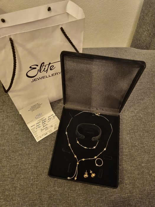 Бижута от жълто, бяло и розово злато - колие, гривна, обици, пръстен