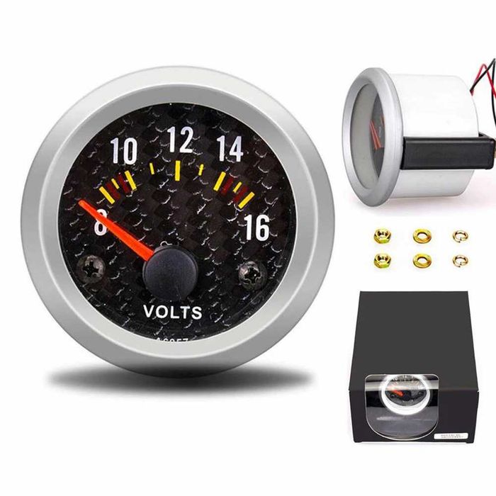 Измервателен Карбонов Волтметър за автомобил 8V до 16V.