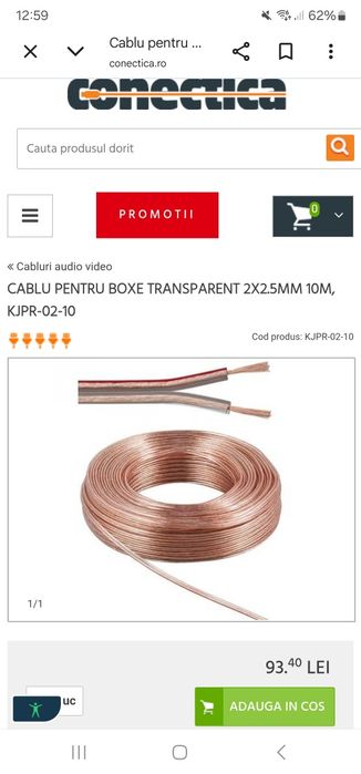 Cablu boxe 30m 2.5mm