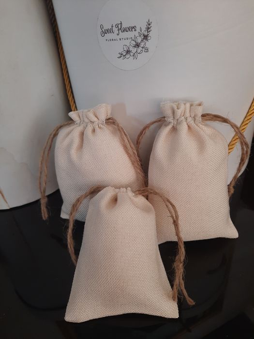 Мешочки подарочные  лён. Завязки джут