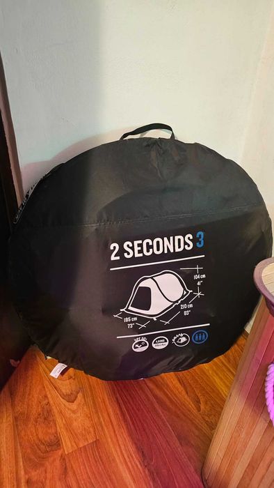 Cort de camping instant 3 locuri, 2 Seconds Fresh & Black