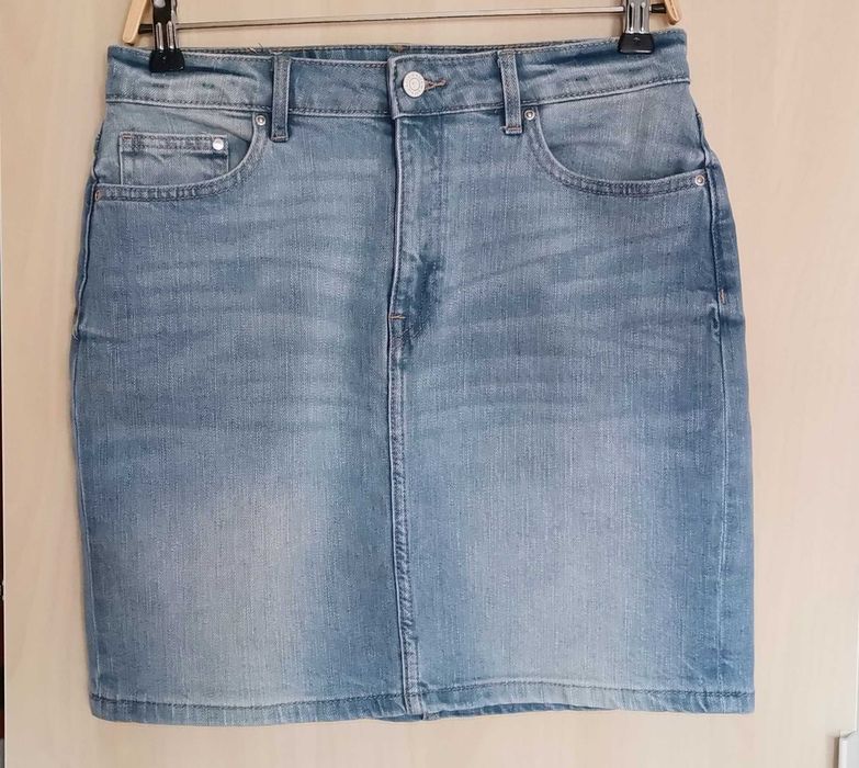 Fusta mini blugi denim elastic dama femei H&M mar 38 NOUA