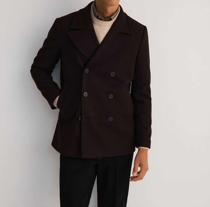 Мъжко късо пълто + шал бордо