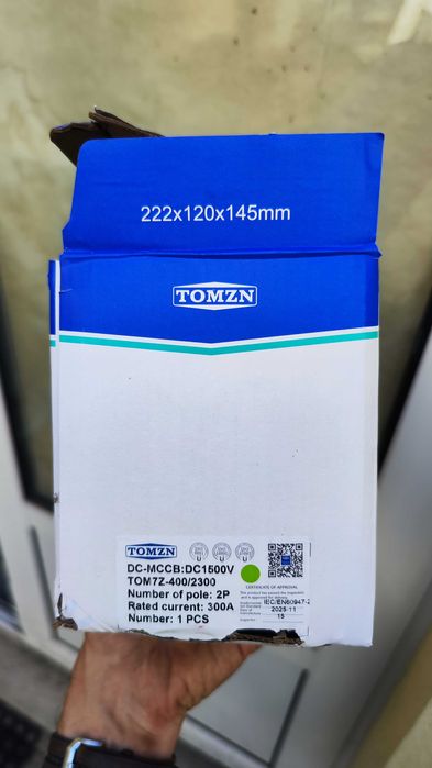 Tomzn 2P DC 1500V 300A прекъсвач