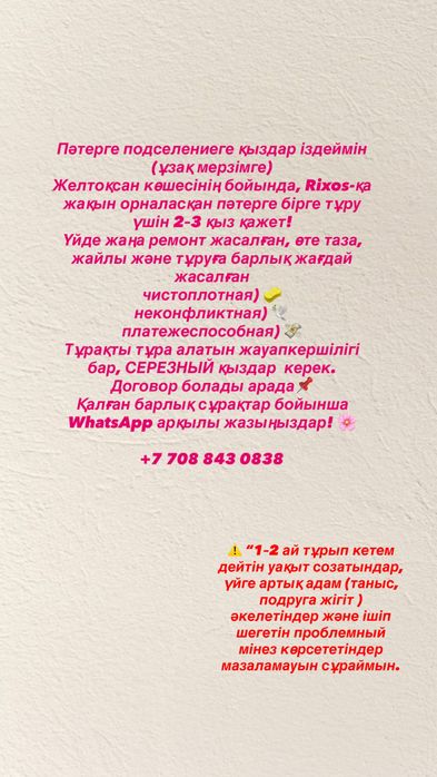 Подселение Шымкент