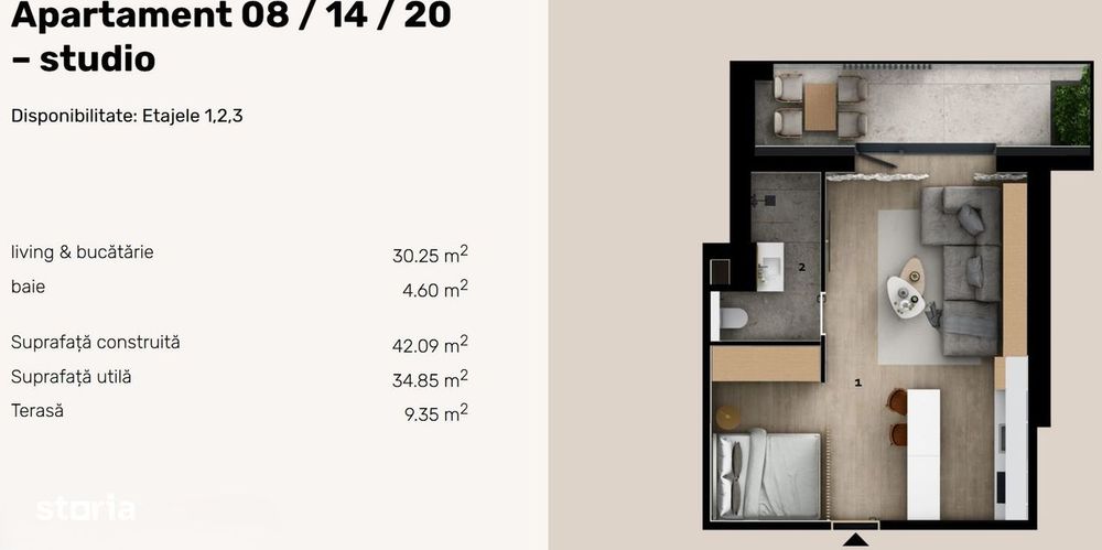 Garsoniera cu terasa in bloc boutique - Zona Piata Obor - Vedere 4