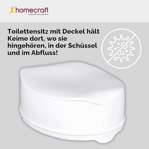Homecraft Savanah тоалетна седалка с капак за възрастни и трудноподвижни 15 см