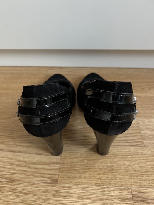 Pantofi negri cu toc piele naturala dama