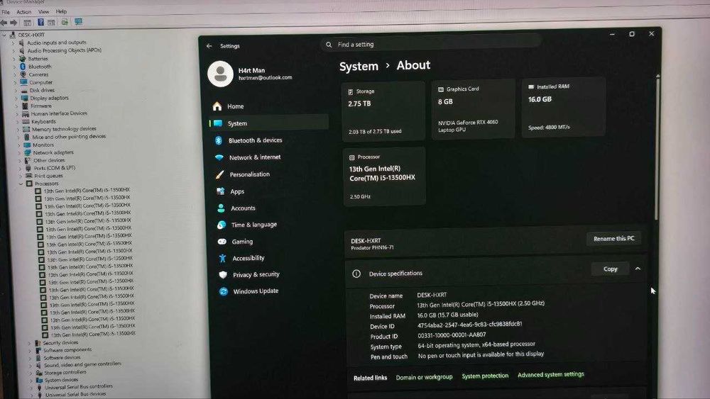 Acer Predator Helios RTX 4060 I5 13500HX 2K IPS