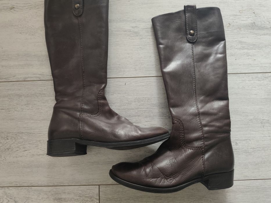 Естествена кожа дамски ботуши три броя