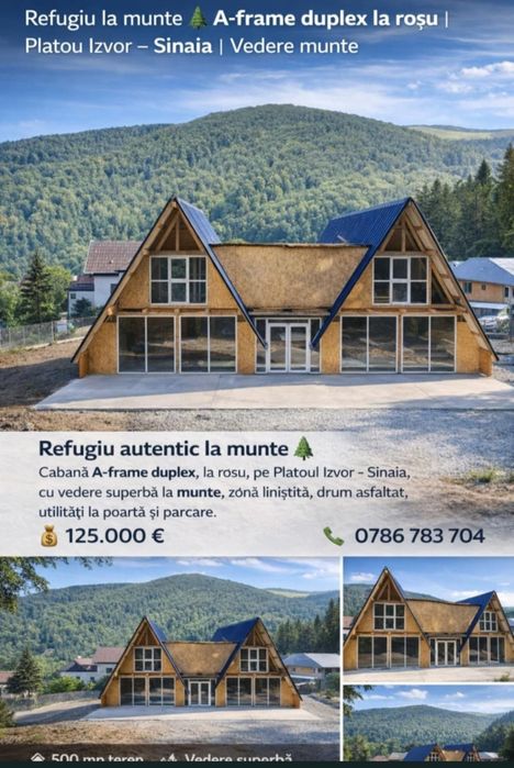 Cabana tip A frame duplex - două unități ! Urgent  !