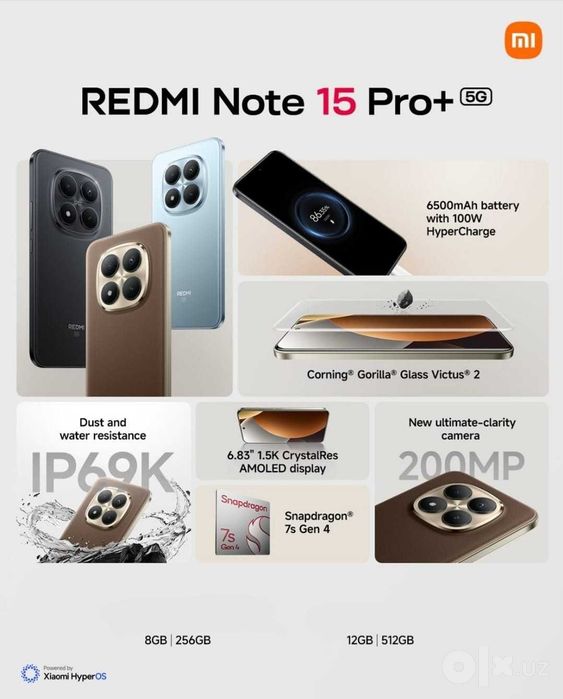 Новый Redmi Note 15 Pro+ 5G 12/512Gb +IMEI готово +Гарантия +Доставка