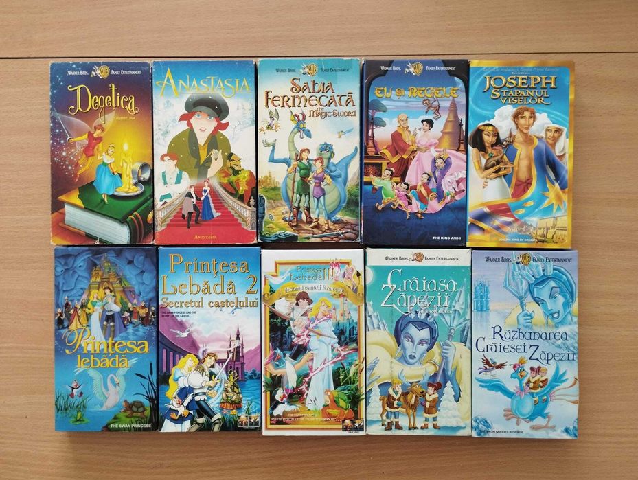 OFERTA 30.06 - Casete VHS, 43 buc, Scooby-Doo Batman Bugs Bunny Tom si Jerry Printesa lebada Uriasul de fier Woody Craiasa zapezii