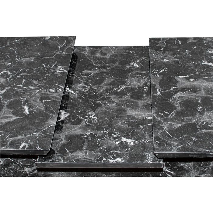 Разтегателна трапезна маса в цвят черен мрамор