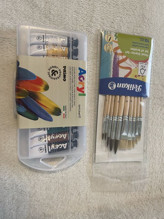 Акрилни бои Primo CMP Italy + четки за рисуване Pelikan