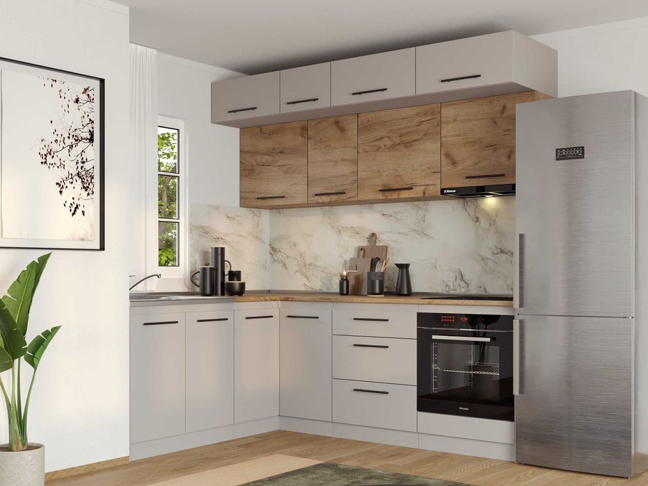 Set Mobila Bucatarie Colt Linea 180*220 Casmir / Stejar C32