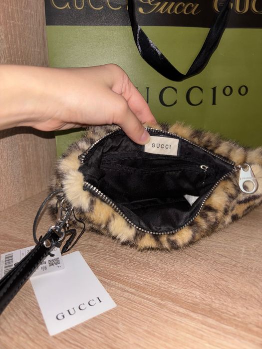 Geanta gucci x Stradivarius animal print fur nou