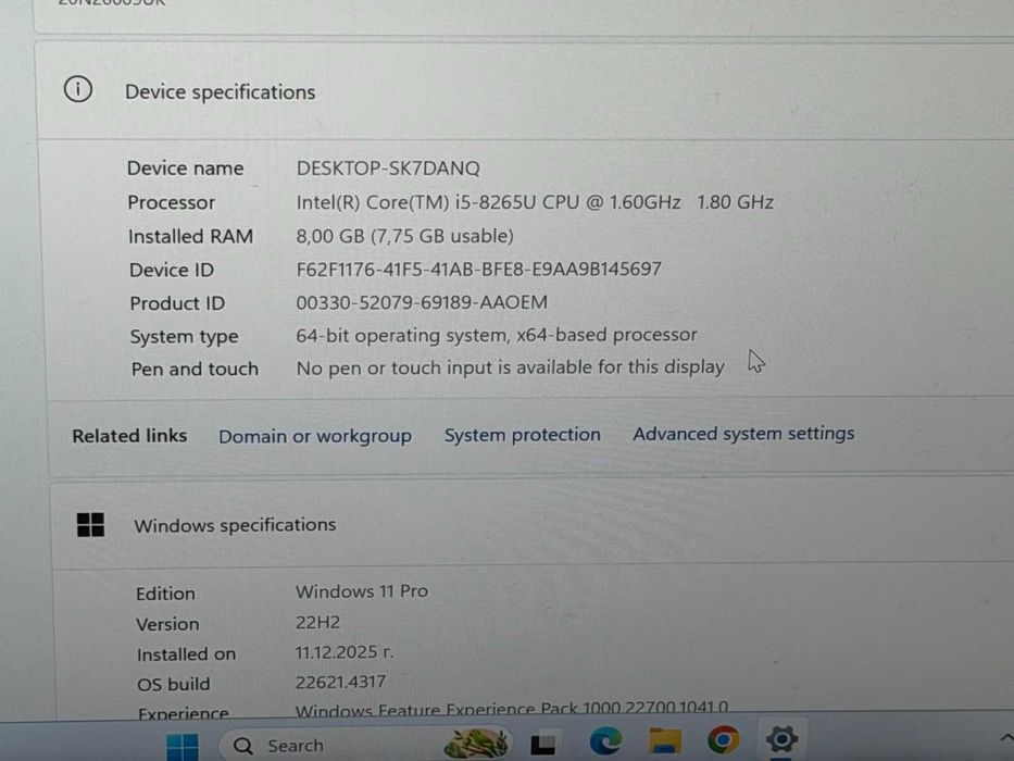 Lenovo Thinkpad T490 i5-8265U/8GB RAM/256GB NVMe/Intel UHD/Full HD