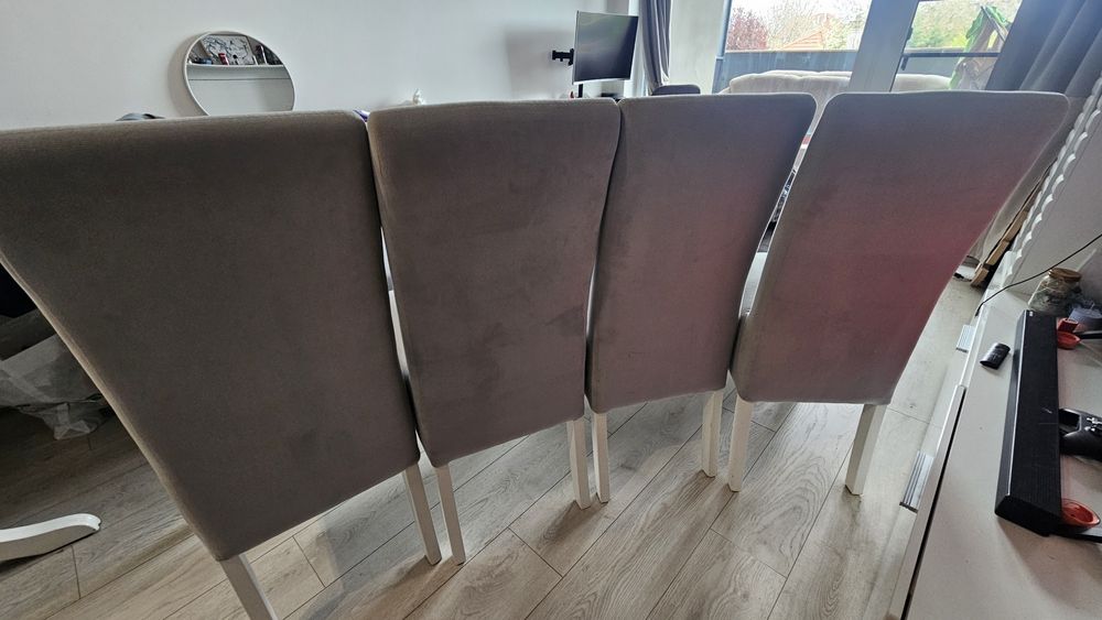 Scaune Tapițate Tip catifea Gri