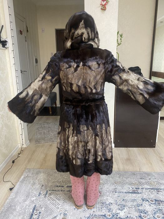 Норковая шуба с капюшоном