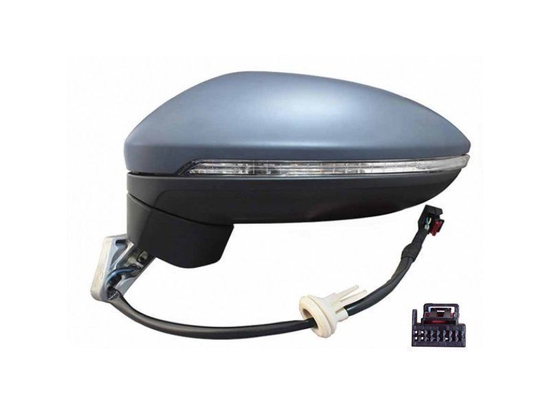 Oglinda exterioara Volkswagen Touran, 05.2015-, Stanga, reglare electrica; grunduit; incalzita; geam asferic; cromat; 6 pini; cu semnalizare, View Max