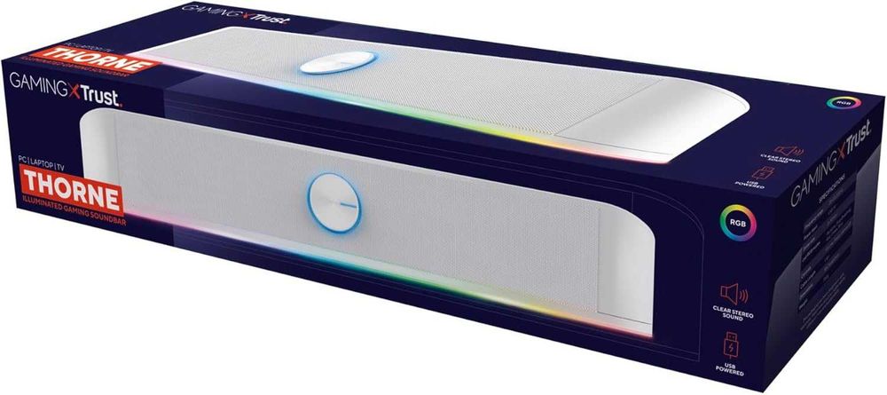 Soundbar PC Speaker TRUST GXT 619W Throne 6W RGB TV jack 3.5mm garantie Nou Sigilat
