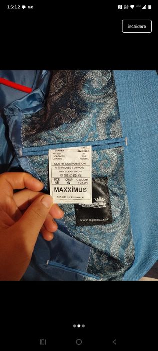 Costum Maxximus mărime 46 purtat o singura data !