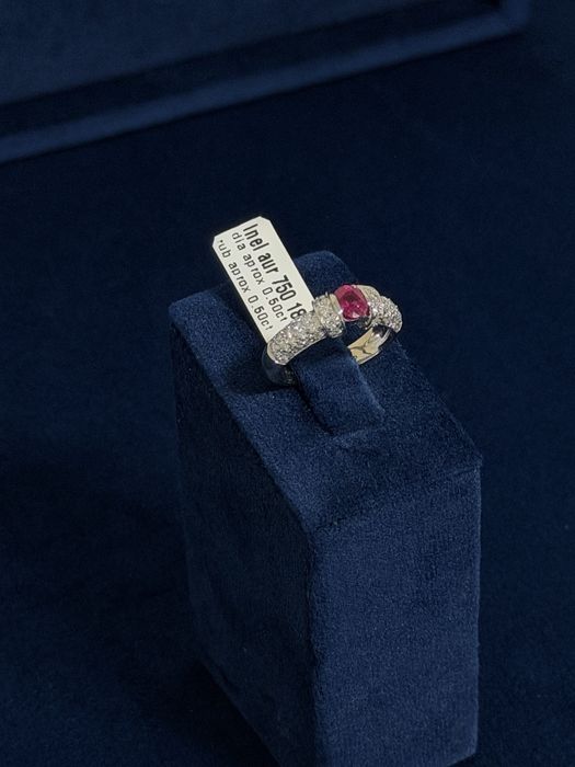 Inel aur 18k rubin 0.50ct, dia 0.50ct