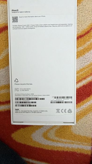 Iphone 15, Black 128Gb dual esim