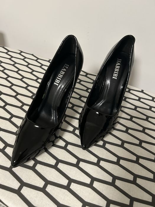 Pantofi cu toc stiletto lac piele ecologica