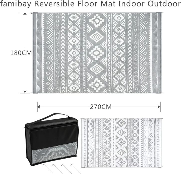 180х270см - Двулицев външен килим Famibay
